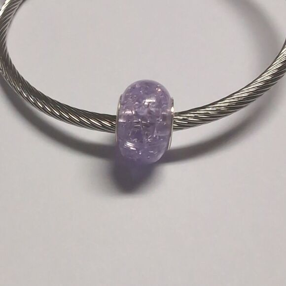 Purple "Crushed Glass" Charm for Pandora Style Bracelet - Picture 2 of 4